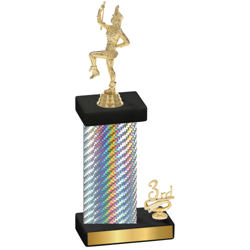 Accented Single Silver Carbon Fiber Third Place Majorette Trophy