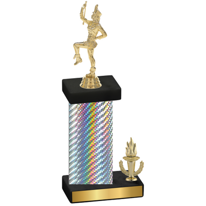 Accented Single Silver Carbon Fiber Victory Majorette Trophy