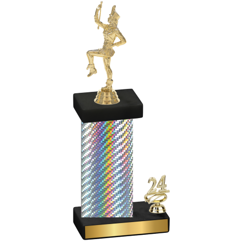 Accented Single Silver Carbon Fiber Year Majorette Trophy