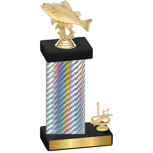 Accented Single Silver Carbon Fiber First Place Fishing Trophy