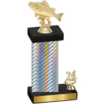 Accented Single Silver Carbon Fiber Year Fishing Trophy