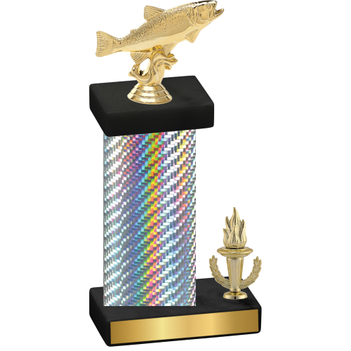 Accented Single Silver Carbon Fiber Victory Fishing Trophy