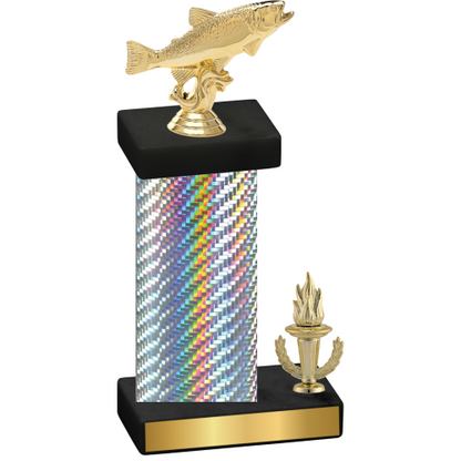 Accented Single Silver Carbon Fiber Victory Fishing Trophy