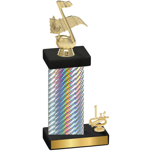 Accented Single Silver Carbon Fiber First Place Music Trophy