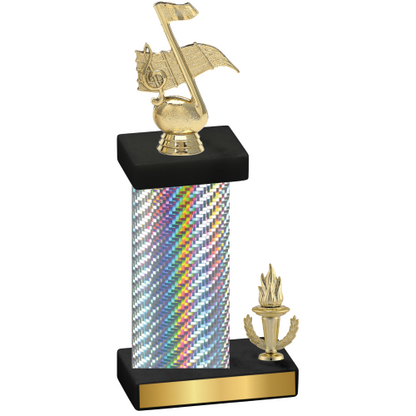 Accented Single Silver Carbon Fiber Victory Music Trophy