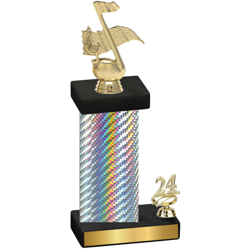 Accented Single Silver Carbon Fiber Year Music Trophy