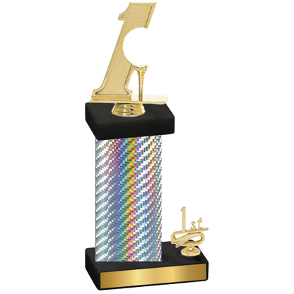 Accented Single Silver Carbon Fiber First Place Golf Trophy