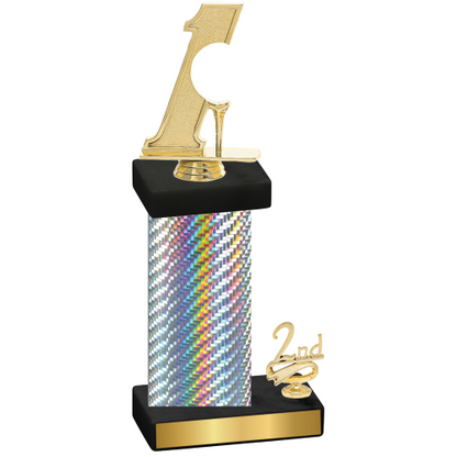 Accented Single Silver Carbon Fiber Second Place Golf Trophy