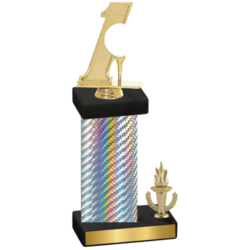 Accented Single Silver Carbon Fiber Victory Golf Trophy