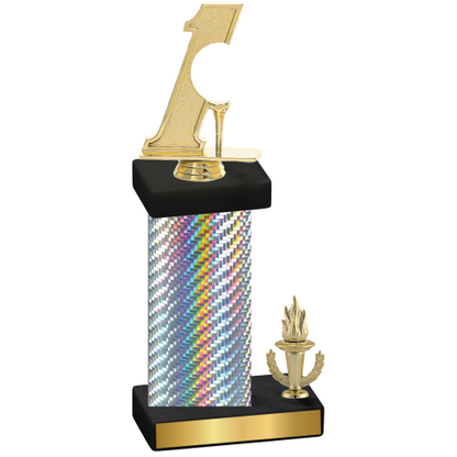Accented Single Silver Carbon Fiber Victory Golf Trophy