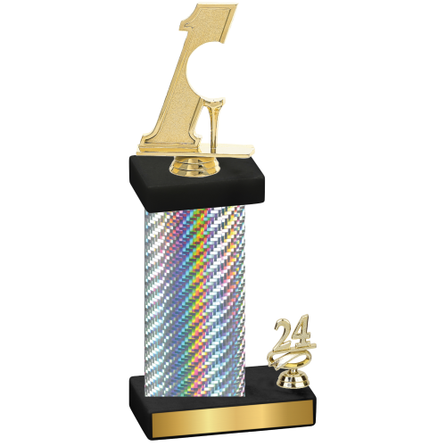 Accented Single Silver Carbon Fiber Year Golf Trophy