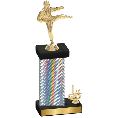 Accented Single Silver Carbon Fiber First Place Karate Trophy