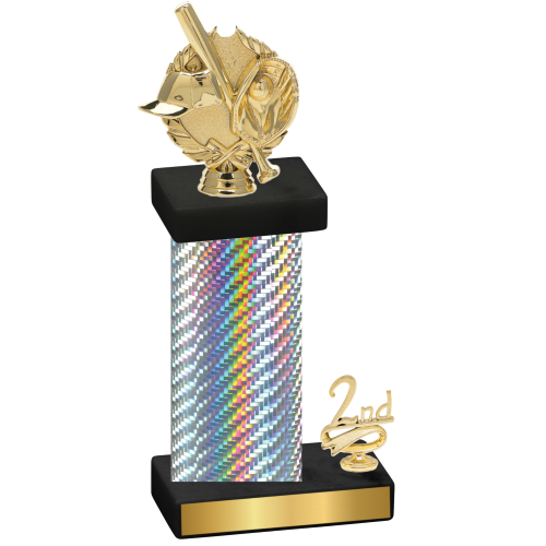 Accented Single Silver Carbon Fiber Second Place Baseball Trophy