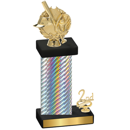 Accented Single Silver Carbon Fiber Second Place Baseball Trophy