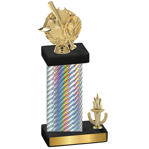 Accented Single Silver Carbon Fiber Victory Baseball Trophy