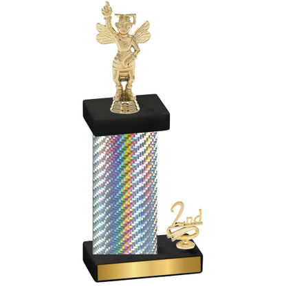 Accented Single Silver Carbon Fiber Second Place Academics Trophy