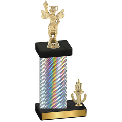 Accented Single Silver Carbon Fiber Victory Academics Trophy