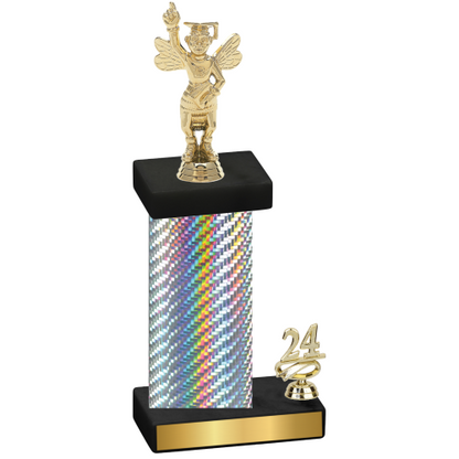 Accented Single Silver Carbon Fiber Year Academics Trophy