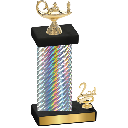 Accented Single Silver Carbon Fiber Second Place Academics Trophy
