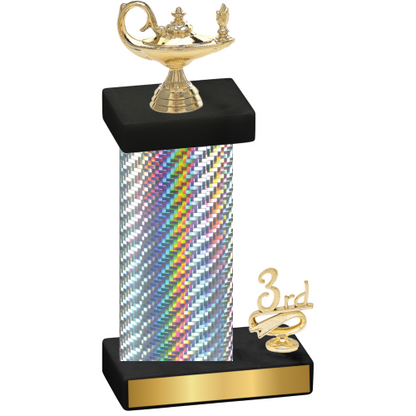 Accented Single Silver Carbon Fiber Third Place Academics Trophy