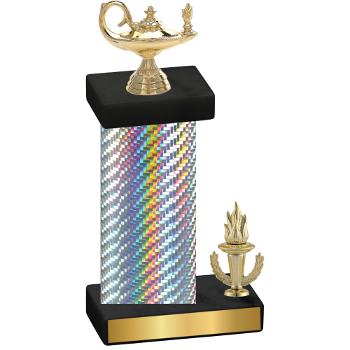 Accented Single Silver Carbon Fiber Victory Academics Trophy