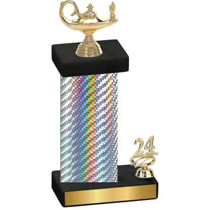 Accented Single Silver Carbon Fiber Year Academics Trophy