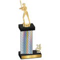 Accented Single Silver Carbon Fiber Year Softball Trophy