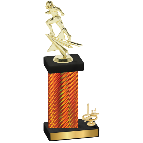 Accented Single Orange Carbon Fiber First Place Football Trophy