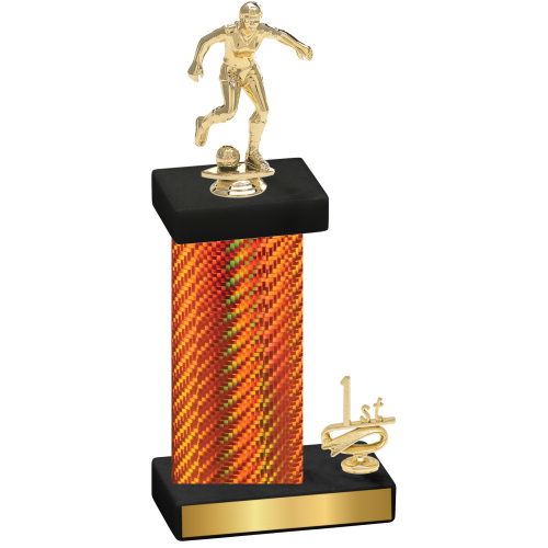 Accented Single Orange Carbon Fiber First Place Soccer Trophy