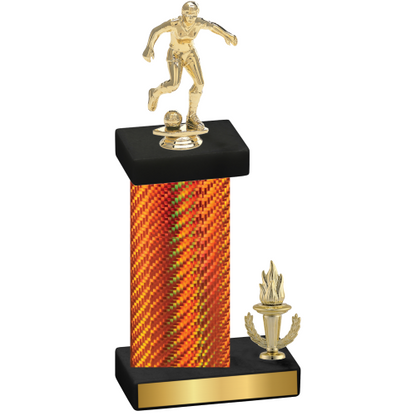 Accented Single Orange Carbon Fiber Victory Soccer Trophy