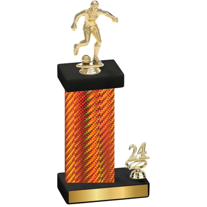 Accented Single Orange Carbon Fiber Year Soccer Trophy