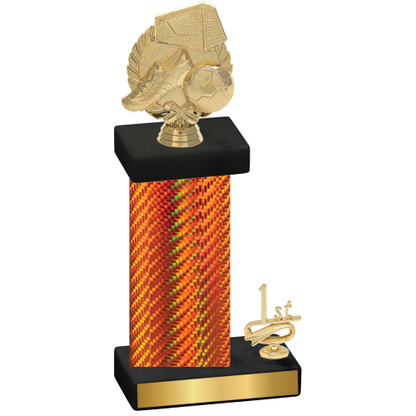 Accented Single Orange Carbon Fiber First Place Soccer Trophy