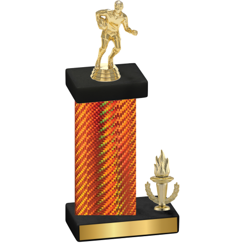 Accented Single Orange Carbon Fiber Victory Rugby Trophy