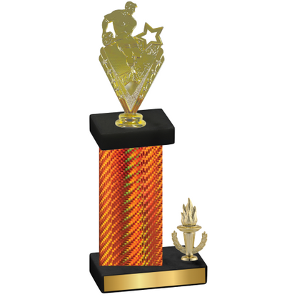 Accented Single Orange Carbon Fiber Victory Rugby Trophy