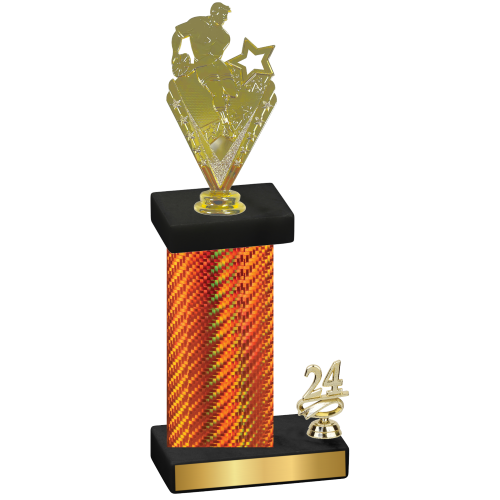 Accented Single Orange Carbon Fiber Year Rugby Trophy