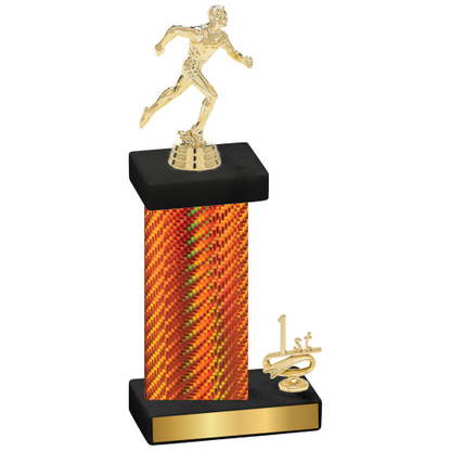 Accented Single Orange Carbon Fiber First Place Running Trophy