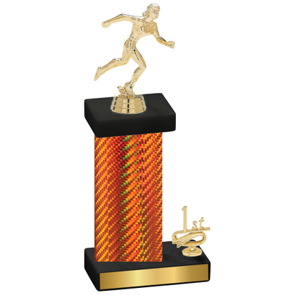 Accented Single Orange Carbon Fiber First Place Running Trophy