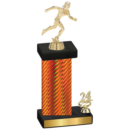 Accented Single Orange Carbon Fiber Year Running Trophy