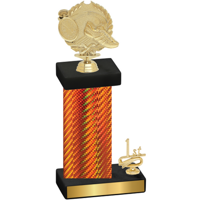 Accented Single Orange Carbon Fiber First Place Running Trophy