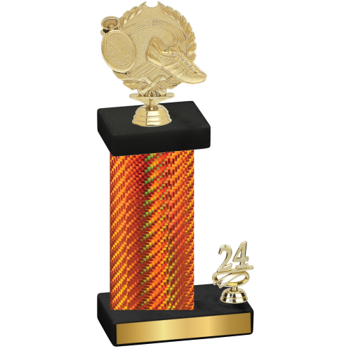 Accented Single Orange Carbon Fiber Year Running Trophy