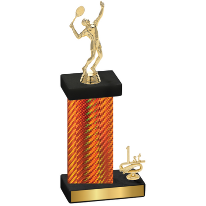 Accented Single Orange Carbon Fiber First Place Tennis Trophy