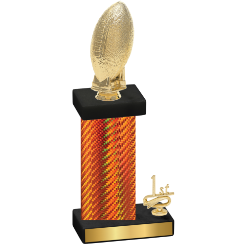 Accented Single Orange Carbon Fiber First Place Football Trophy