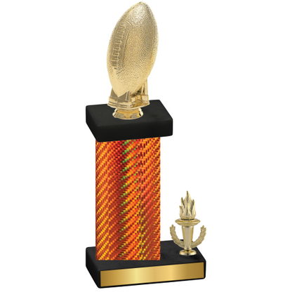 Accented Single Orange Carbon Fiber Victory Football Trophy