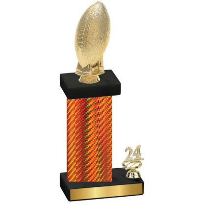 Accented Single Orange Carbon Fiber Year Football Trophy