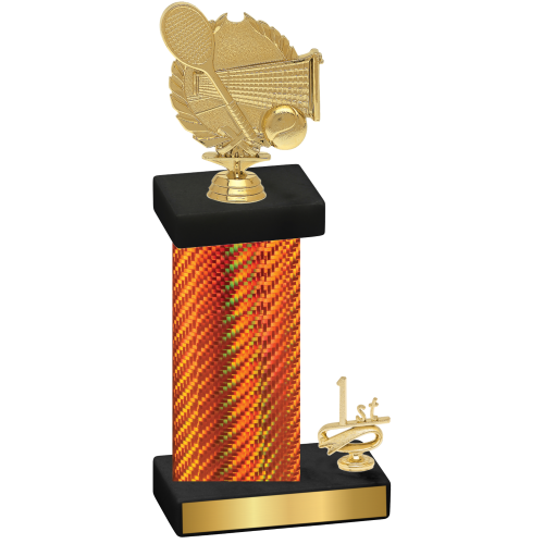 Accented Single Orange Carbon Fiber First Place Tennis Trophy