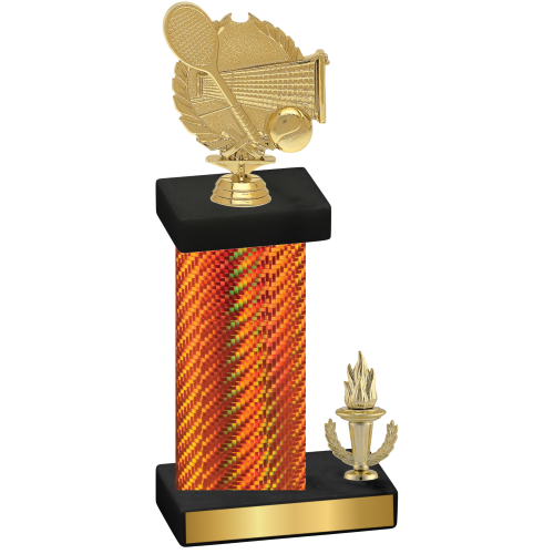 Accented Single Orange Carbon Fiber Victory Tennis Trophy