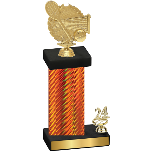 Accented Single Orange Carbon Fiber Year Tennis Trophy