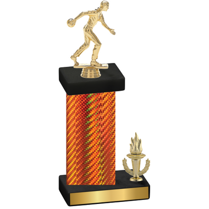 Accented Single Orange Carbon Fiber Victory Bowling Trophy