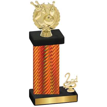 Accented Single Orange Carbon Fiber Second Place Bowling Trophy