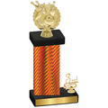 Accented Single Orange Carbon Fiber Third Place Bowling Trophy